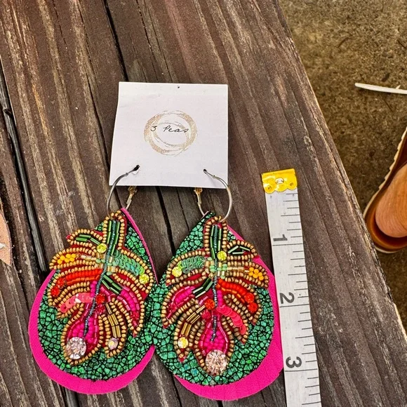 Multicolor Beaded Earrings - Picture 2 of 5